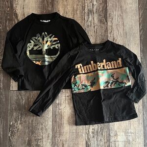 Timberland Kids Black and Camouflage Long Sleeve Tees
